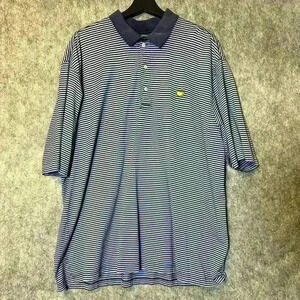 Vtg Amen Corner Striped Masters Pima Cotton Polo - XXL